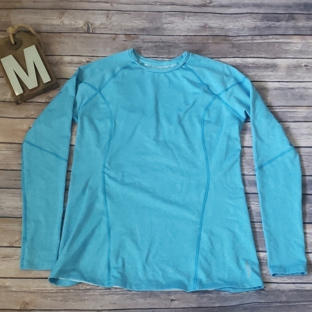 Reebok heather turquoise PlayDry long sleeve shirt